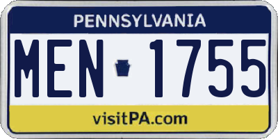 PA license plate MEN1755