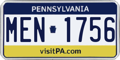PA license plate MEN1756