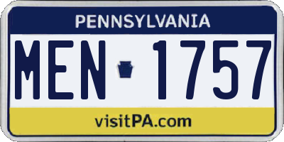 PA license plate MEN1757