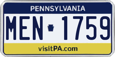 PA license plate MEN1759