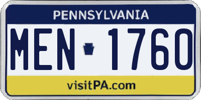 PA license plate MEN1760