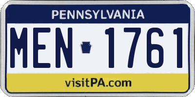 PA license plate MEN1761