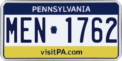 PA license plate MEN1762