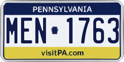 PA license plate MEN1763