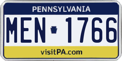 PA license plate MEN1766