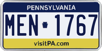 PA license plate MEN1767