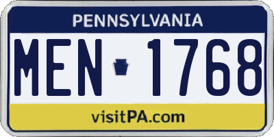 PA license plate MEN1768