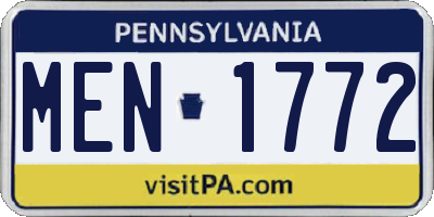 PA license plate MEN1772