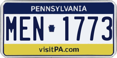 PA license plate MEN1773