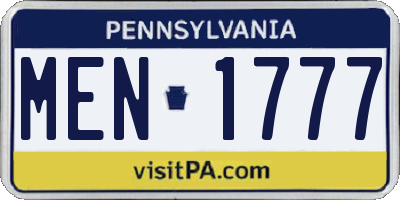 PA license plate MEN1777
