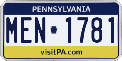 PA license plate MEN1781