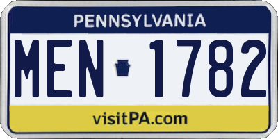 PA license plate MEN1782
