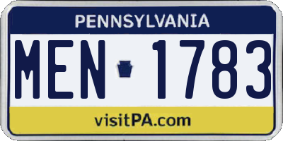 PA license plate MEN1783