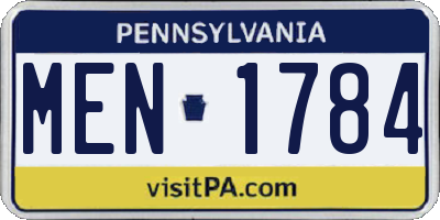 PA license plate MEN1784