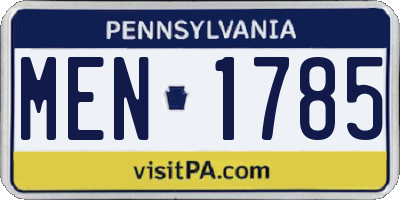 PA license plate MEN1785
