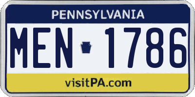 PA license plate MEN1786