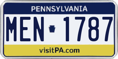 PA license plate MEN1787