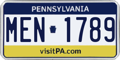 PA license plate MEN1789