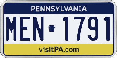 PA license plate MEN1791