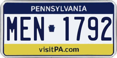 PA license plate MEN1792