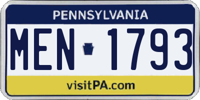 PA license plate MEN1793