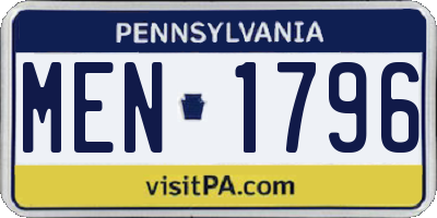 PA license plate MEN1796