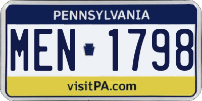 PA license plate MEN1798