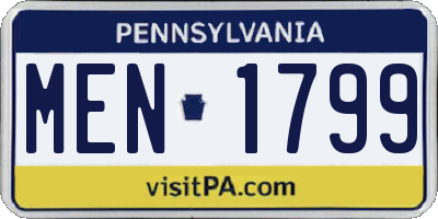 PA license plate MEN1799