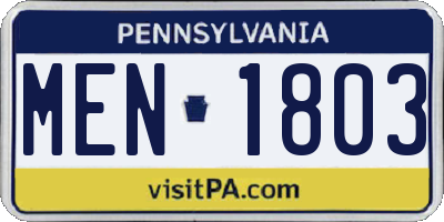 PA license plate MEN1803