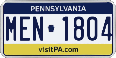 PA license plate MEN1804
