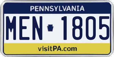 PA license plate MEN1805