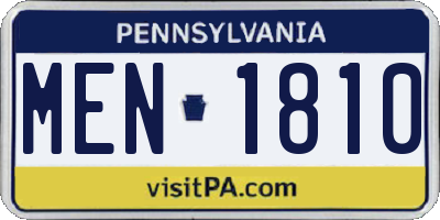 PA license plate MEN1810