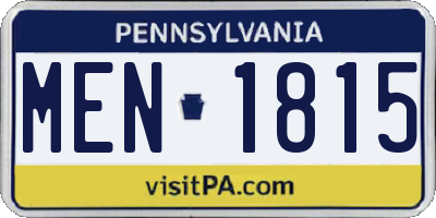 PA license plate MEN1815