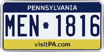 PA license plate MEN1816