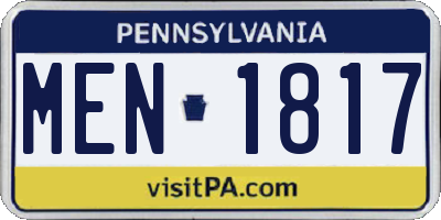 PA license plate MEN1817