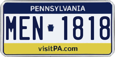 PA license plate MEN1818