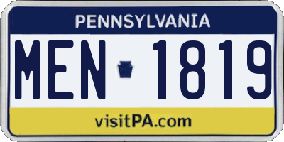 PA license plate MEN1819