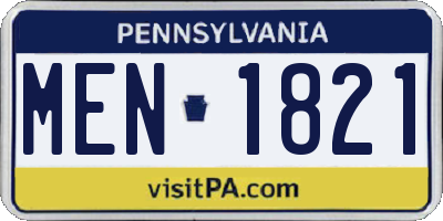 PA license plate MEN1821