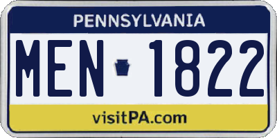 PA license plate MEN1822