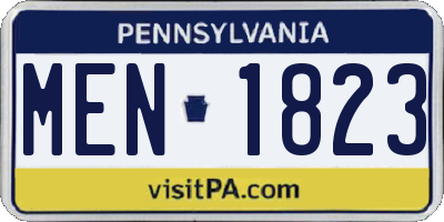PA license plate MEN1823