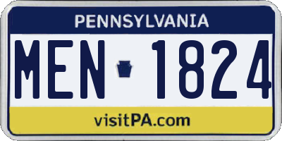 PA license plate MEN1824