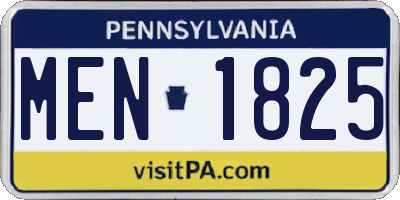 PA license plate MEN1825
