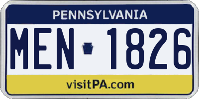 PA license plate MEN1826