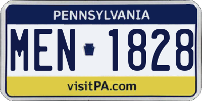 PA license plate MEN1828
