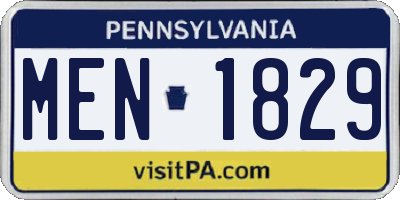 PA license plate MEN1829