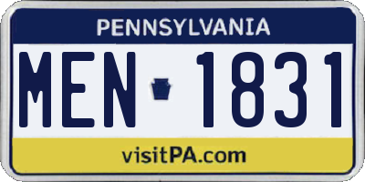 PA license plate MEN1831