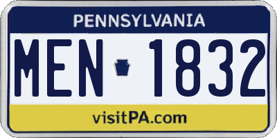 PA license plate MEN1832