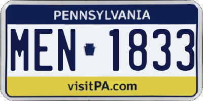 PA license plate MEN1833