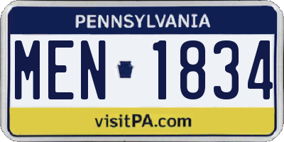 PA license plate MEN1834