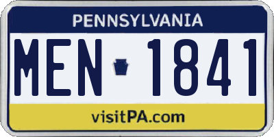 PA license plate MEN1841